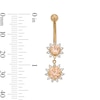 Thumbnail Image 2 of Yellow Ion-Plated CZ Champagne and White Flower Dangle Belly Ring - 14G