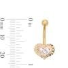 Thumbnail Image 2 of Yellow Ion Plated CZ Diamond-Cut Two-Tone Heart Belly Ring - 14G