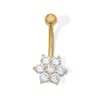 Thumbnail Image 1 of Yellow Ion Plated CZ Flower Belly Ring – 14G
