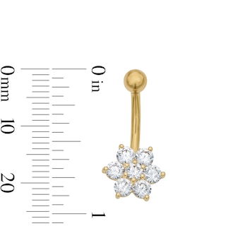 Yellow Ion Plated CZ Flower Belly Ring – 14G