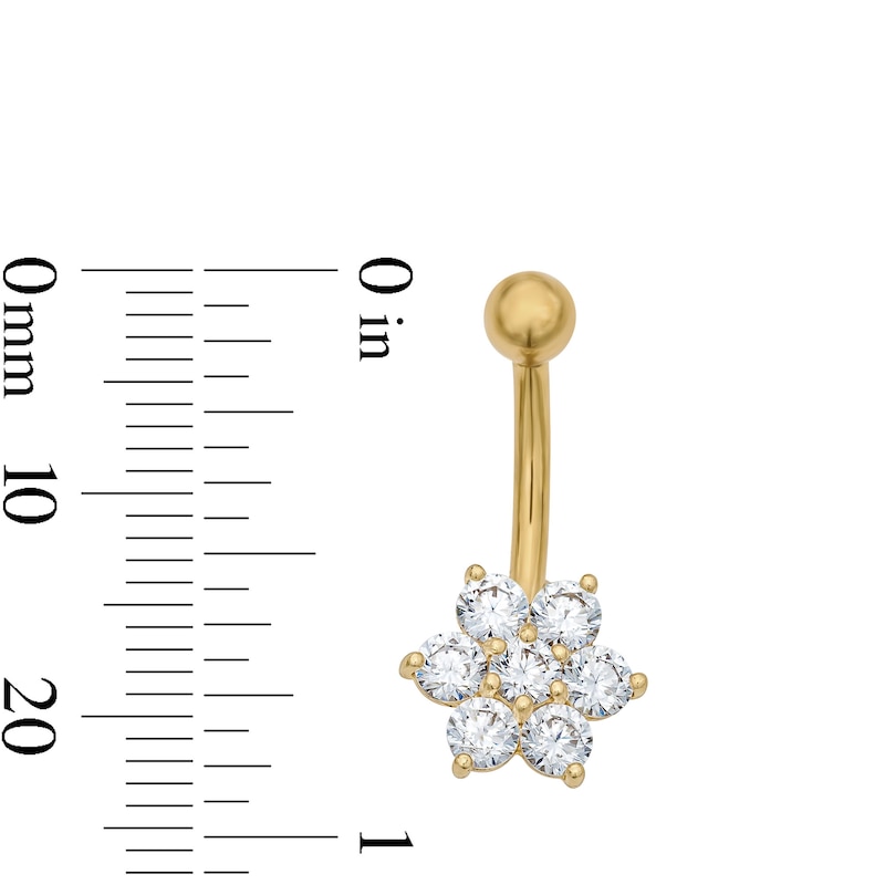 Main Image 2 of Yellow Ion Plated CZ Flower Belly Ring – 14G