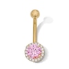 Yellow Ion Plated Pink and White CZ Belly Ring – 14G