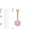 Yellow Ion Plated Pink and White CZ Belly Ring – 14G