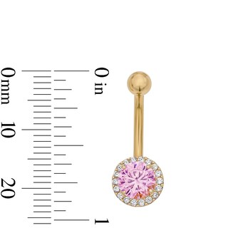 Yellow Ion Plated Pink and White CZ Belly Ring – 14G