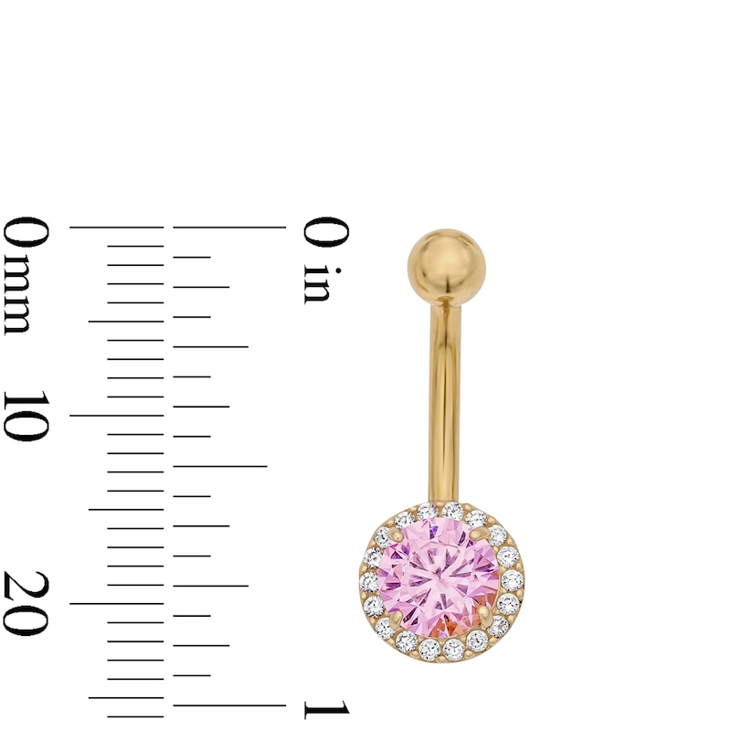 Yellow Ion Plated Pink and White CZ Belly Ring – 14G