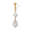 Thumbnail Image 1 of Yellow Ion-Plated CZ Teardrop Belly Ring – 14G