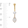 Thumbnail Image 2 of Yellow Ion-Plated CZ Teardrop Belly Ring – 14G