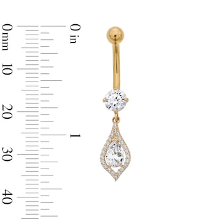 Yellow Ion-Plated CZ Teardrop Belly Ring – 14G