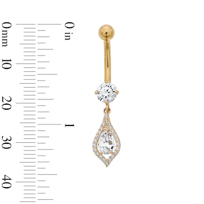 Yellow Ion-Plated CZ Teardrop Belly Ring – 14G