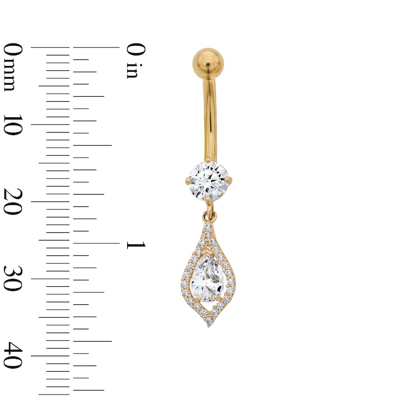 Main Image 2 of Yellow Ion-Plated CZ Teardrop Belly Ring – 14G