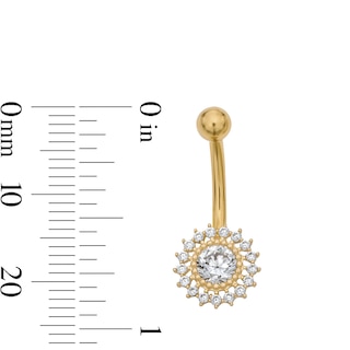 Yellow Ion Plated CZ Frame Sun Belly Ring - 14G