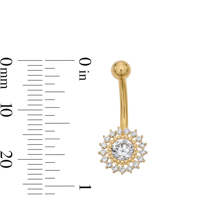 Main Image 2 of Yellow Ion Plated CZ Frame Sun Belly Ring - 14G