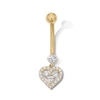 Thumbnail Image 1 of Yellow Ion Plated CZ Heart Dangle Belly Button Ring - 14G