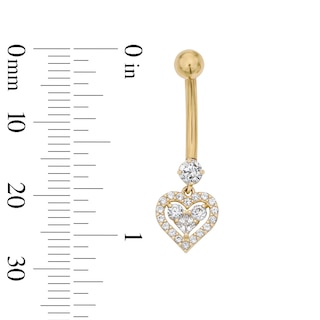 Yellow Ion Plated CZ Heart Dangle Belly Button Ring - 14G