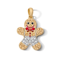 18K Gold Plated Crystal and Enamel Gingerbread Man Charm