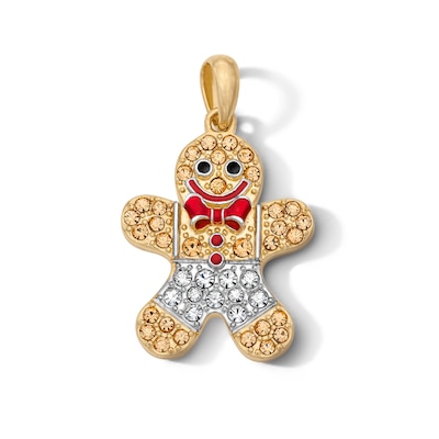 18K Gold Plated Crystal and Enamel Gingerbread Man Charm
