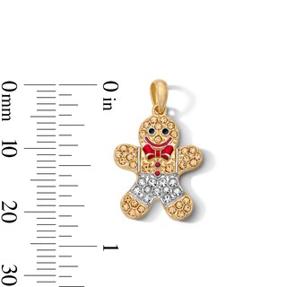 18K Gold Plated Crystal and Enamel Gingerbread Man Charm