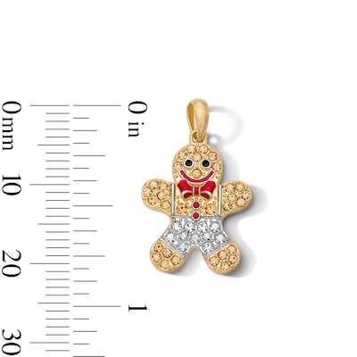 18K Gold Plated Crystal and Enamel Gingerbread Man Charm