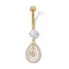 Thumbnail Image 1 of Yellow Ion Plated CZ Pear-Shaped Dangle Belly Ring - 14G