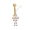 Thumbnail Image 1 of Yellow Ion Plated CZ Flower Dangle Belly Ring – 14G