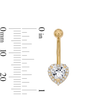 Yellow Ion Plated CZ Heart Belly Ring – 14G