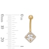 Thumbnail Image 2 of Yellow Ion Plated CZ Princess-Cut Frame Belly Button Ring - 14G