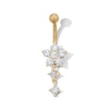 Thumbnail Image 1 of Yellow Ion Plated CZ Flower Dangle Belly Ring – 14G