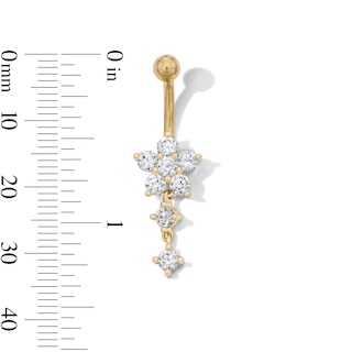 Yellow Ion Plated CZ Flower Dangle Belly Ring – 14G