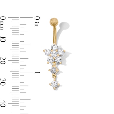 Yellow Ion Plated CZ Flower Dangle Belly Ring – 14G