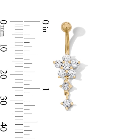 Yellow Ion Plated CZ Flower Dangle Belly Ring – 14G