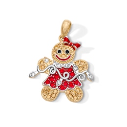 18K Gold Plated Crystal and Enamel Gingerbread Woman Charm