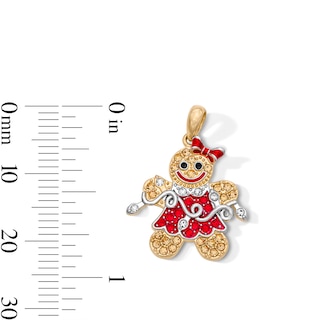 18K Gold Plated Crystal and Enamel Gingerbread Woman Charm