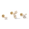 Thumbnail Image 1 of Yellow Ion-Plated CZ Solitaire, Flower Crawler, and Butterfly Stud Set - 18G 5/8"