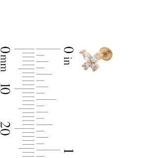 Yellow Ion-Plated CZ Solitaire, Flower Crawler, and Butterfly Stud Set - 18G 5/8"