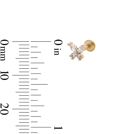 Yellow Ion-Plated CZ Solitaire, Flower Crawler, and Butterfly Stud Set - 18G 5/8"
