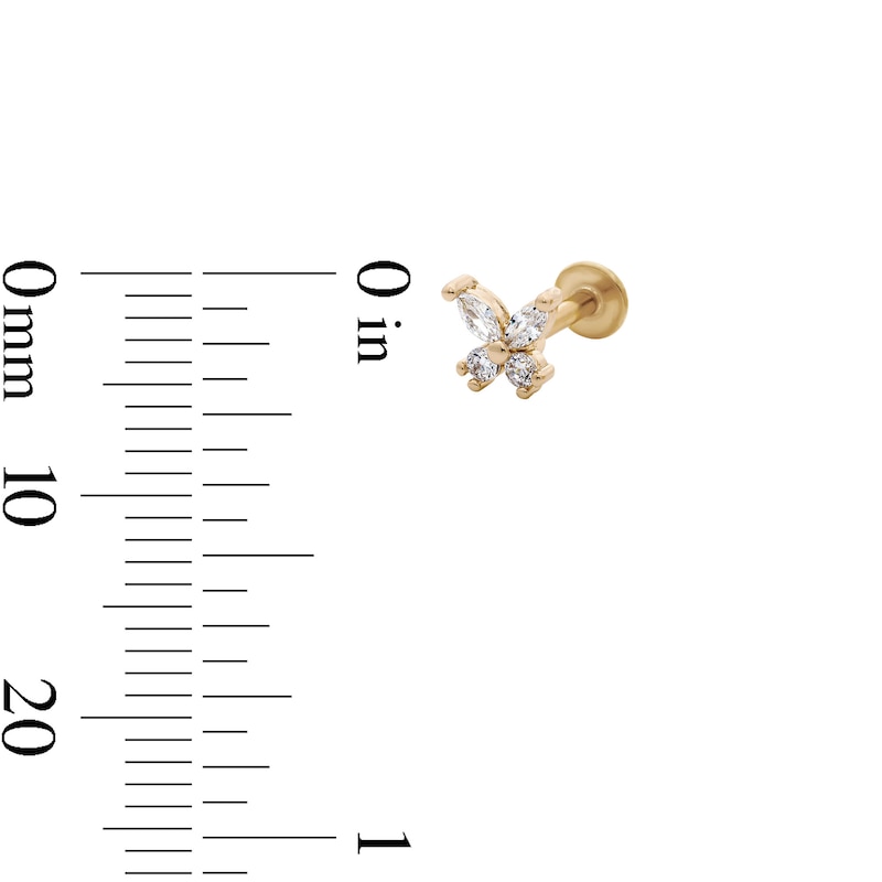 Main Image 4 of Yellow Ion-Plated CZ Solitaire, Flower Crawler, and Butterfly Stud Set - 18G 5/8"