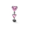 Thumbnail Image 1 of Semi-Solid Titanium Pink Heart CZ Dangle Belly Ring - 14G 7/16"