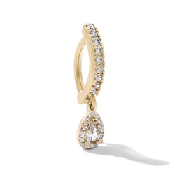 Yellow Ion-Plated CZ Pear-Shaped Dangle Belly Ring - 14G 5/16"