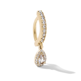 Yellow Ion-Plated CZ Pear-Shaped Dangle Belly Ring - 14G 5/16"