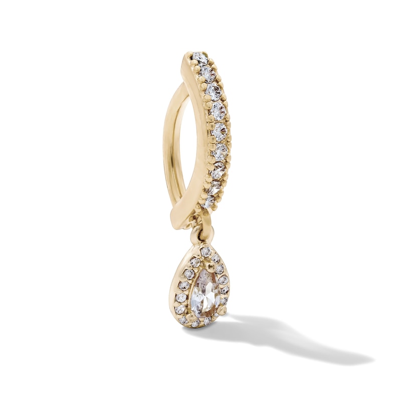 Main Image 1 of Yellow Ion-Plated CZ Pear-Shaped Dangle Belly Ring - 14G 5/16"