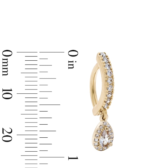 Yellow Ion-Plated CZ Pear-Shaped Dangle Belly Ring - 14G 5/16"