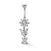 Thumbnail Image 1 of Semi-Solid Stainless Steel CZ Flower and Butterfly Dangle Belly Ring - 14G 7/16"