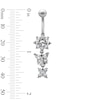 Thumbnail Image 2 of Semi-Solid Stainless Steel CZ Flower and Butterfly Dangle Belly Ring - 14G 7/16"