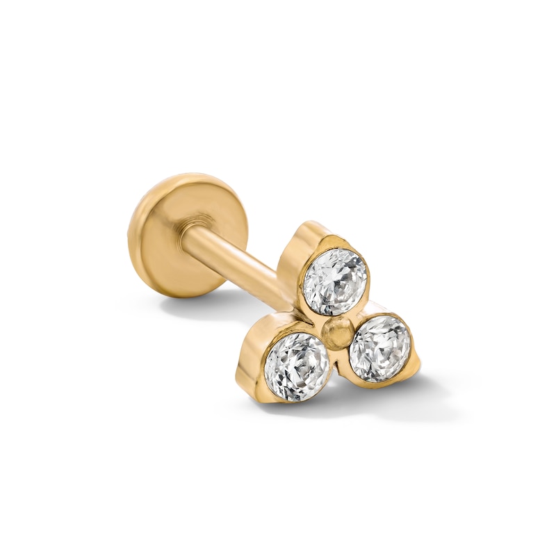 Main Image 1 of Yellow Ion-Plated Round CZ Trio Stud - 18G 5/16"