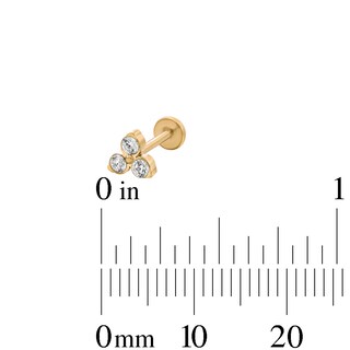 Yellow Ion-Plated Round CZ Trio Stud - 18G 5/16"