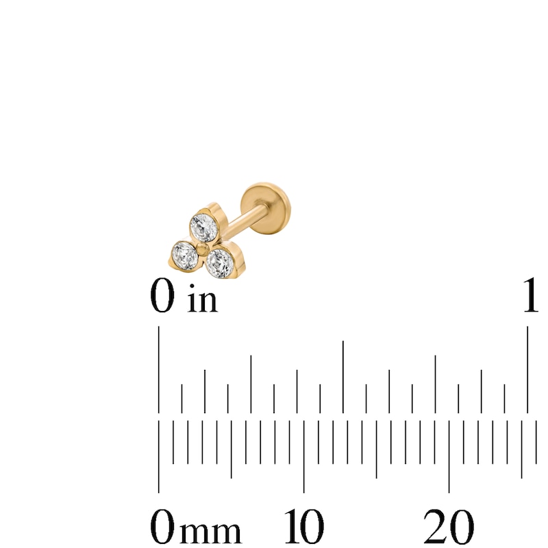 Main Image 2 of Yellow Ion-Plated Round CZ Trio Stud - 18G 5/16"