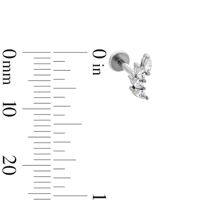 Semi-Solid Stainless Steel CZ Marquise Cluster Crawler Stud - 18G 1/4"