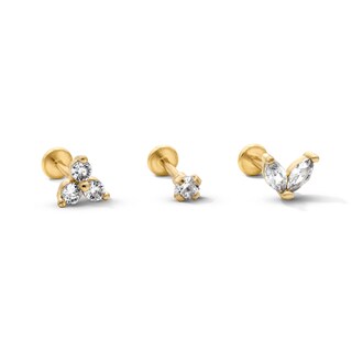 Yellow Ion-Plated CZ Stud Trio - 18G 5/16"