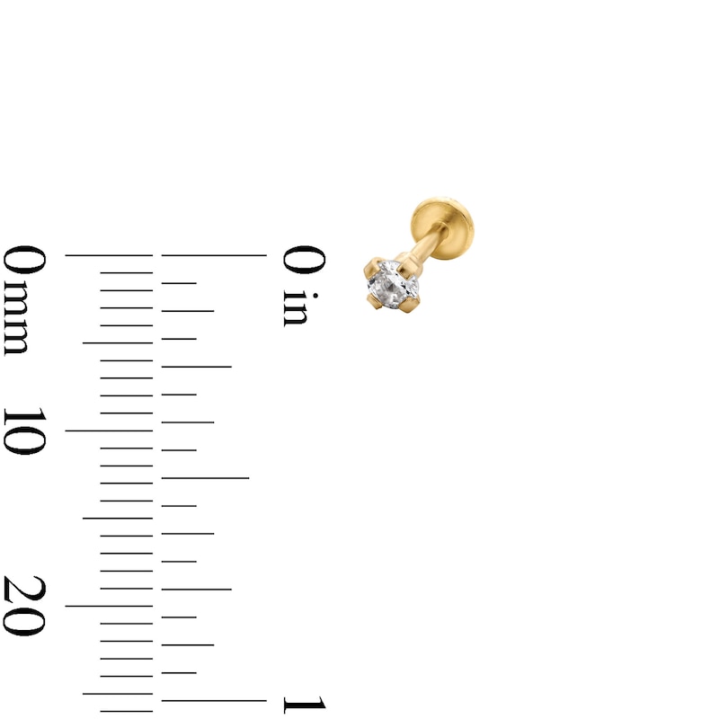 Main Image 3 of Yellow Ion-Plated CZ Stud Trio - 18G 5/16"