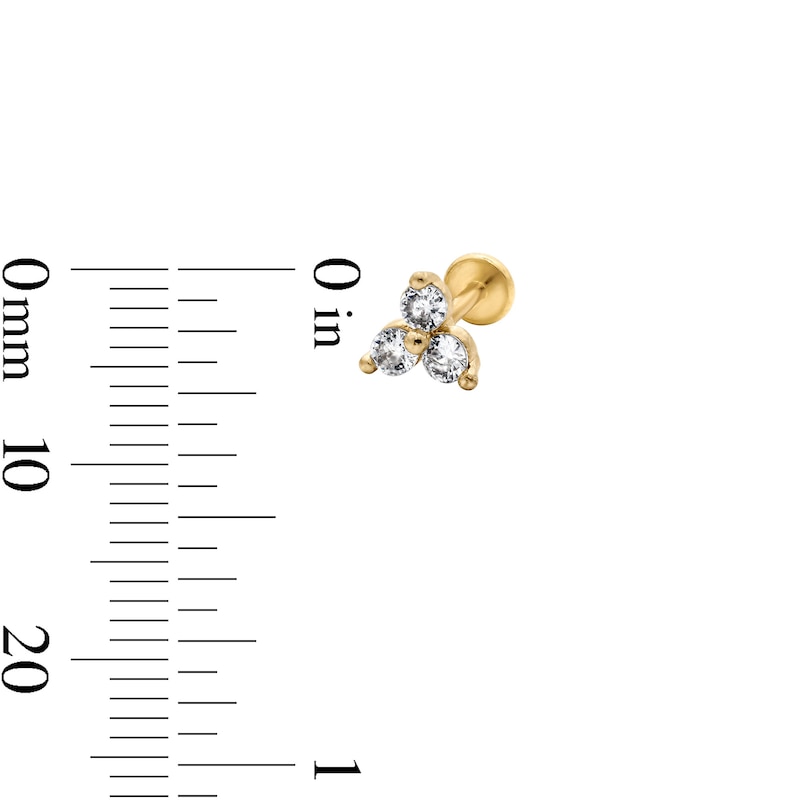 Main Image 4 of Yellow Ion-Plated CZ Stud Trio - 18G 5/16"